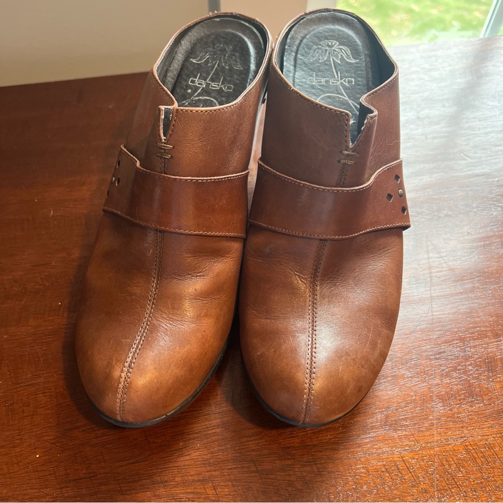 Dansko Brown Leather Women's Slip On Clogs